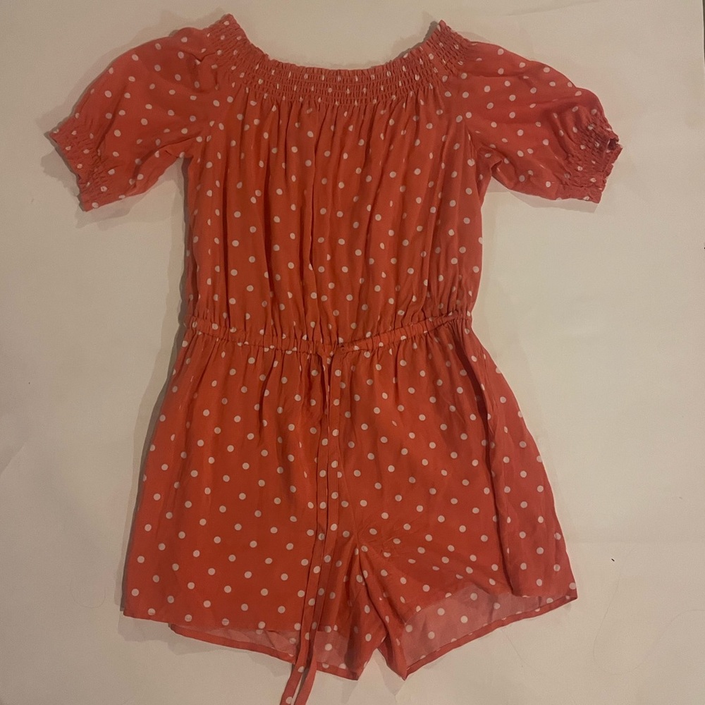 Loft pink and white polka dot woman’s romper
